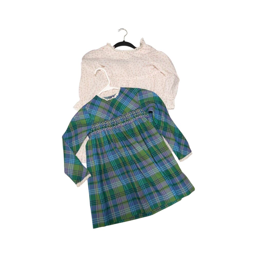 Vintage Polly Flinders Smocked Dress BUNDLE Plaid Lace Floral Easter Spring Kid